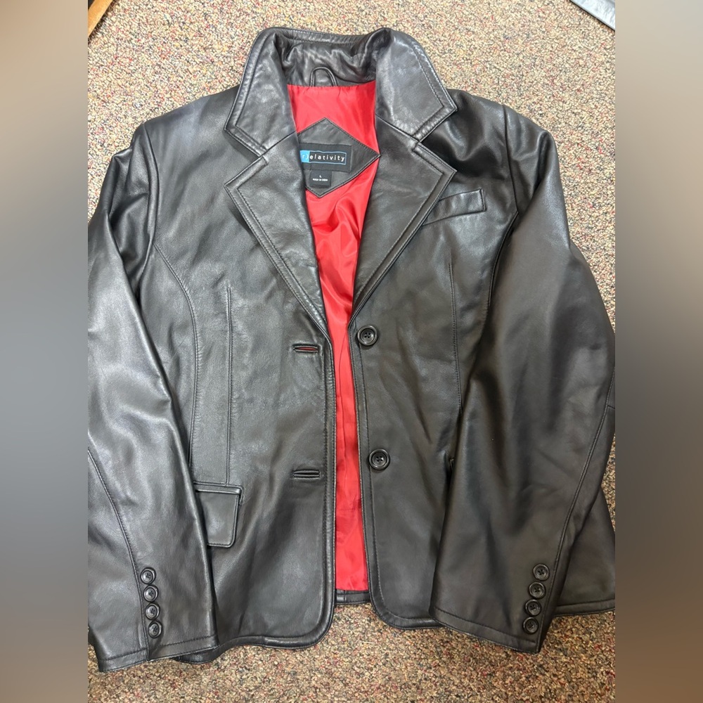 Relativity Men's Black Jacket with Red Lining